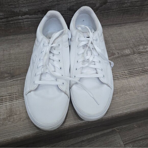 VANS White leather skate shoe tennis shoe  men's size 10 - Picture 2 of 6